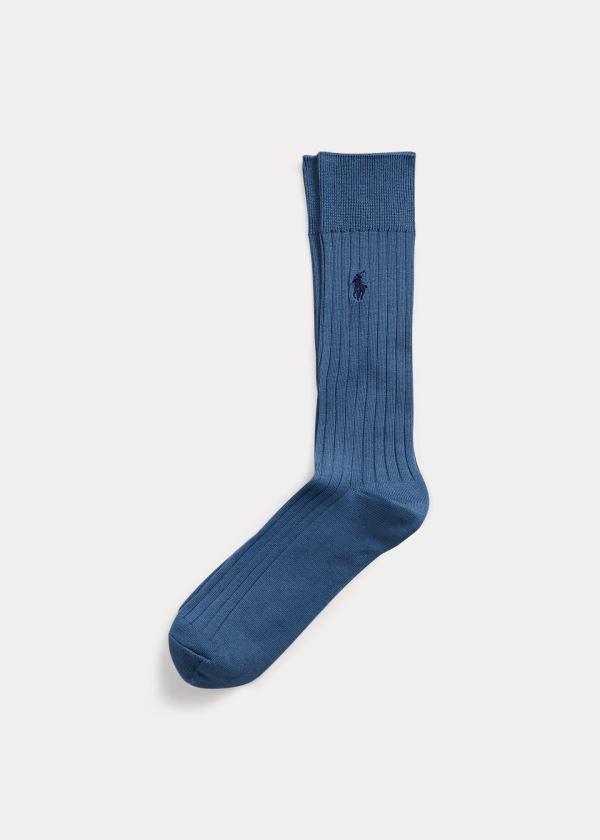 Men's Polo Ralph Lauren Egyptian Cotton Ribbed Socks | 657982GNA